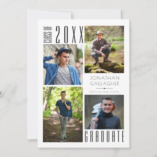 Afstuderen Moderne, stijlvolle vier foto's zwart k Aankondiging (Voorkant)