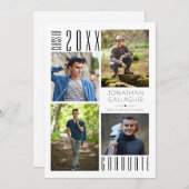 Afstuderen Moderne, stijlvolle vier foto's zwart k Aankondiging (Voorkant / Achterkant)