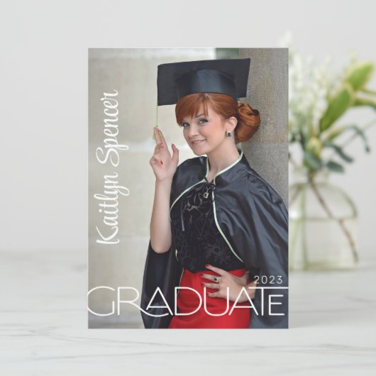 Afstuderen Moderne Typografie 2 Foto's Afstuderen Aankondiging (Staand voorkant)