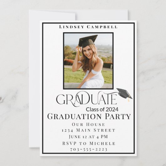 Afstuderen Moderne Typografie Afstuderen Fotoparti Kaart (Voorkant)