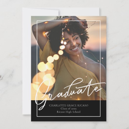 Afstuderen Moderne Typografie Foto gepersonaliseer Aankondiging (Voorkant)