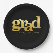 Afstuderen moderne vetgedrukte folie zwart papieren bordje (Voorkant)