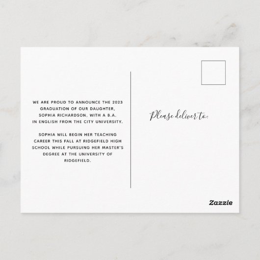 Afstuderen | Moderne vier foto collage lay-out Briefkaart (Achterkant)