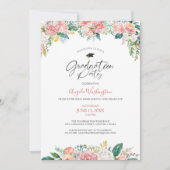 Afstuderen Moderne Waterverf Blush Floral Script Kaart (Voorkant)