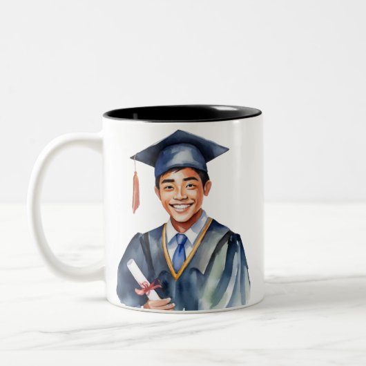 Afstuderen Mok, Aangepaste Naam Klasse van 2025 Gi Tweekleurige Koffiemok (Links)