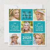 Afstuderen Monogram 5 Foto Collage Blauwgroen Afst Aankondiging (Voorkant)