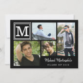 Afstuderen Monogram Foto Collage Black Kaart (Voorkant)