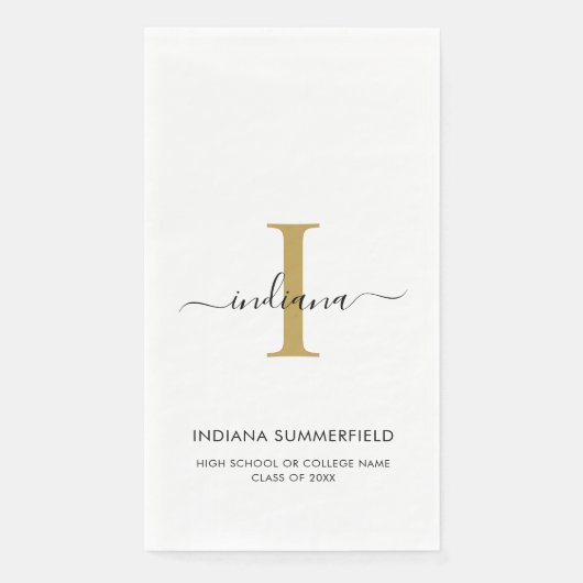 Afstuderen Monogram Naam Script Party Servet (Voorkant)