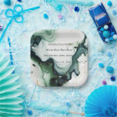 Afstuderen, mooi groen turquoise agaat marmer papieren bordje (Feest)