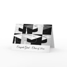 Afstuderen Mortar Board Black White Folded