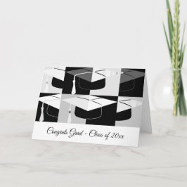 Afstuderen Mortar Board Black White Folded Kaart