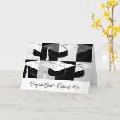 Afstuderen Mortar Board Black White Folded Kaart (Gele Bloem)