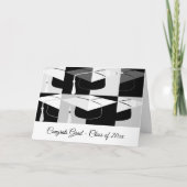 Afstuderen Mortar Board Black White Folded Kaart (Voorkant)