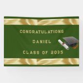 Afstuderen Mortar Board Green en Gold Spandoek (Horizontaal)