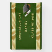Afstuderen Mortar Board Green en Gold Spandoek (Verticaal)