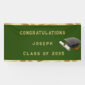 Afstuderen Mortar Board Green en Gold Spandoek (Horizontaal)