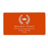 Afstuderen Mortarboard Classic Sinaasappel Etiket (Voorkant)