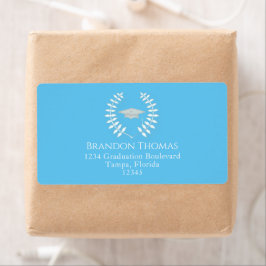 Afstuderen Mortarboard Elegant Light Blue Etiket