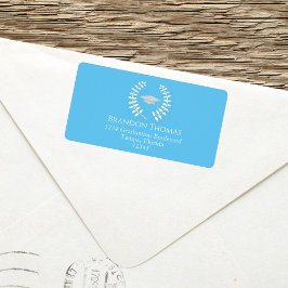 Afstuderen Mortarboard Elegant Light Blue Etiket