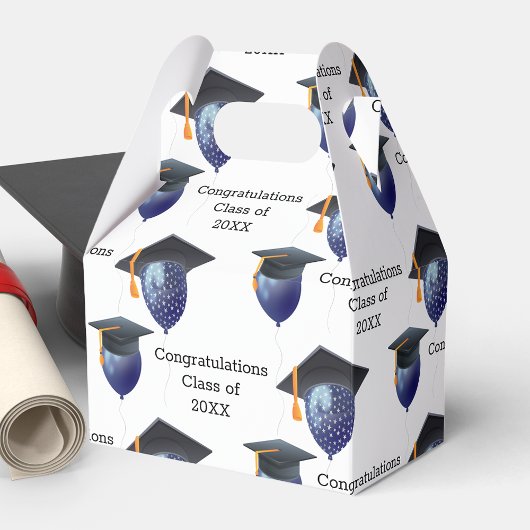 Afstuderen Mortarboard en ballonnen Bedankdoosjes