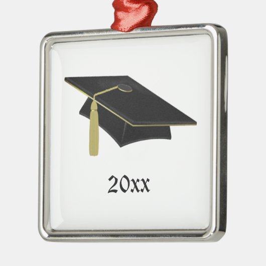 Afstuderen Mortarboard en Tassle in zwart en goud Metalen Ornament (Links)