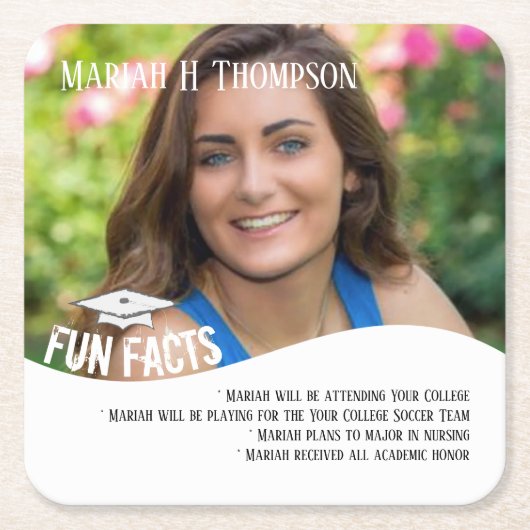 Afstuderen Mortarboard Fun Feit Kartonnen Onderzetters (Voorkant)