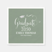 Afstuderen Mortarboard Green met minimalistische m Servet (Voorkant)