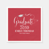 Afstuderen Mortarboard minimalistisch rood Servet (Voorkant)