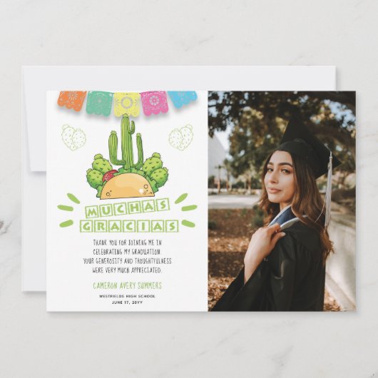 Afstuderen Muchas Gracias Fiesta Bedankkaart (Voorkant)