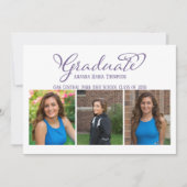 Afstuderen multi-foto Eenvoudige legante kalligraf Kaart (Voorkant)