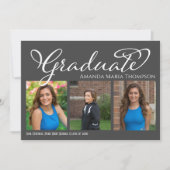 Afstuderen multi-foto Eenvoudige legante kalligraf Kaart (Voorkant)