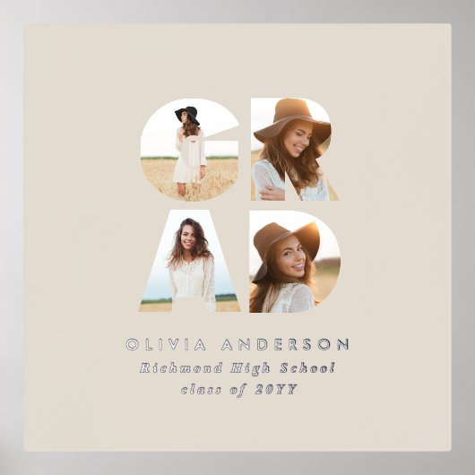 Afstuderen multi-foto modern, elegant folie afdrukken (Voorkant)