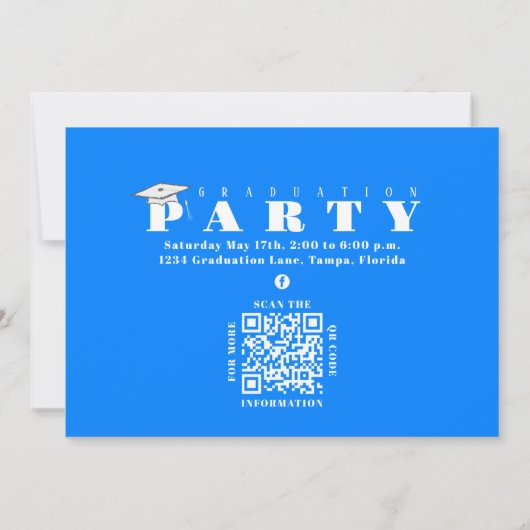 Afstuderen Multi-Photo Blue Class of 2023 QR Code Kaart (Achterkant)
