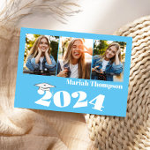 Afstuderen Multi-Photo Blue Class of 2023 QR Code Kaart