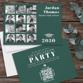 Afstuderen Multi Photo Collage Dark Green QR Code Kaart