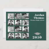 Afstuderen Multi Photo Collage Dark Green QR Code Kaart (Voorkant)