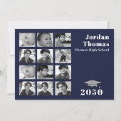 Afstuderen Multi Photo Collage Navy Blue QR Code Kaart (Voorkant)