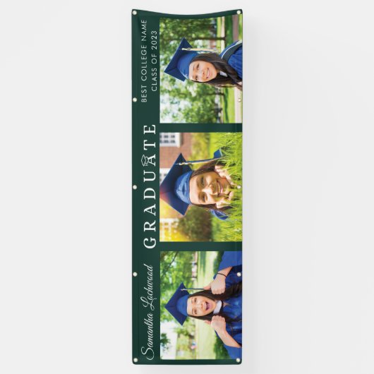 Afstuderen Multi Photo Elegant 2025 Green Party Spandoek (Verticaal)