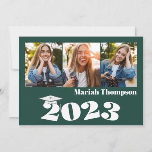 Afstuderen Multi-Photo Green Class of 2023 QR Code Kaart (Voorkant)