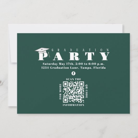 Afstuderen Multi-Photo Green Class of 2023 QR Code Kaart (Achterkant)