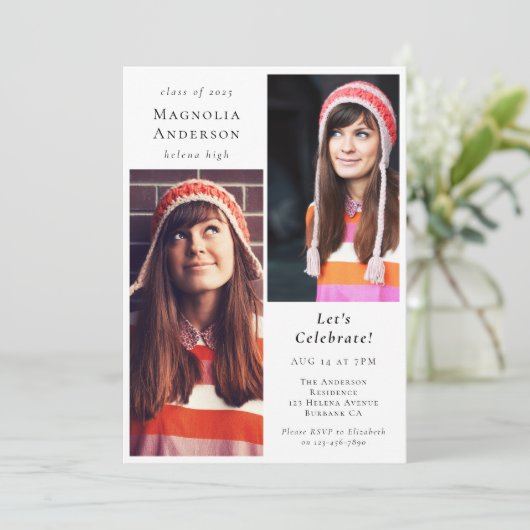 Afstuderen Multi Photo Kalligrafie Afstuderen Kaart (Staand voorkant)