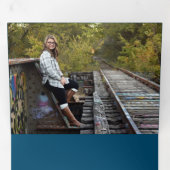 Afstuderen Multi Photo Simple Blue Confetti 2022 Drieluik Aankondiging (Binnenzijde eerst)