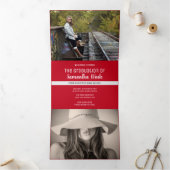 Afstuderen Multi Photo Simple Red Conffeti 2020 Drieluik Aankondiging (Binnen)