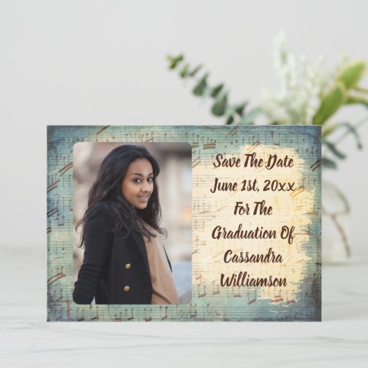 Afstuderen Muziek opslaan Datum Save The Date (Staand voorkant)