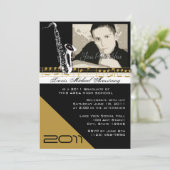 Afstuderen muziek/saxofoon kaart (Staand voorkant)