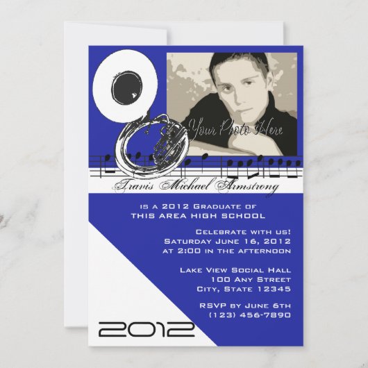 Afstuderen Muziek / Tuba Kaart (Voorkant)