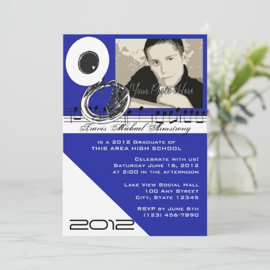 Afstuderen Muziek / Tuba Kaart (Staand voorkant)