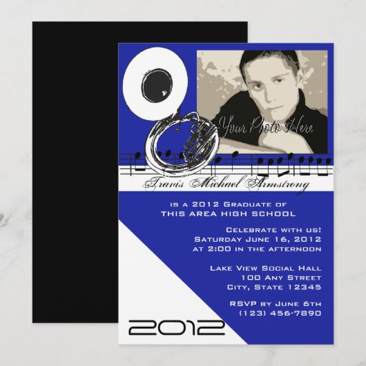 Afstuderen Muziek / Tuba Kaart (Voorkant / Achterkant)