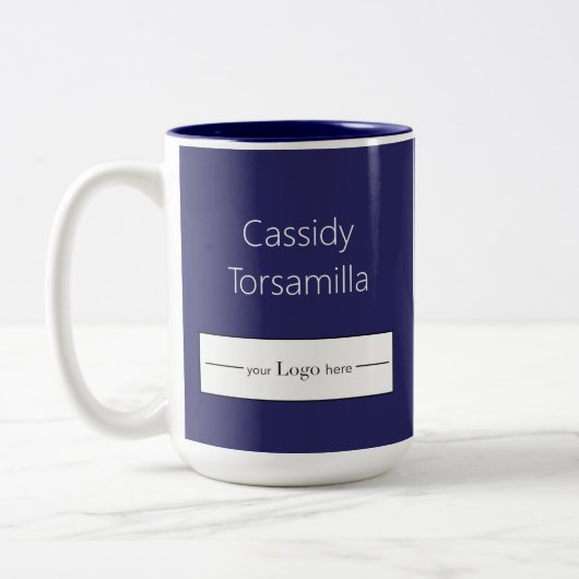 Afstuderen Naam Blue MBA Logo Tweekleurige Koffiemok (Links)
