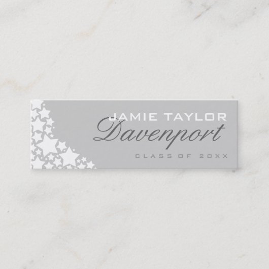 Afstuderen Naam Card Light Grey White Stars Contactkaartje (Voorkant)